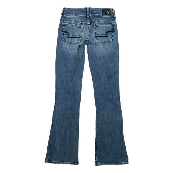 American Eagle Kickboot Jeans Blue Medium Wash Denim 360 Super Stretch Low Rise - Picture 3 of 8